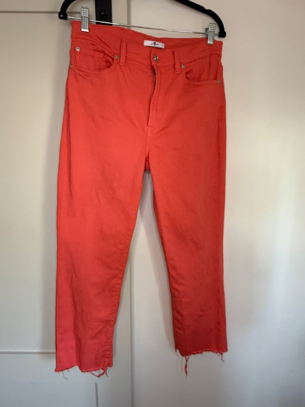 7 For All Mankind Coral Raw Hem Skinny Jeans Size 30
